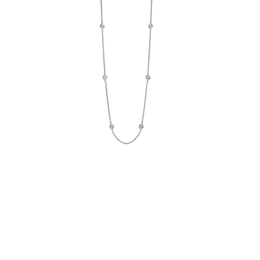 Sterling Silver and CZ Station Chain Necklace