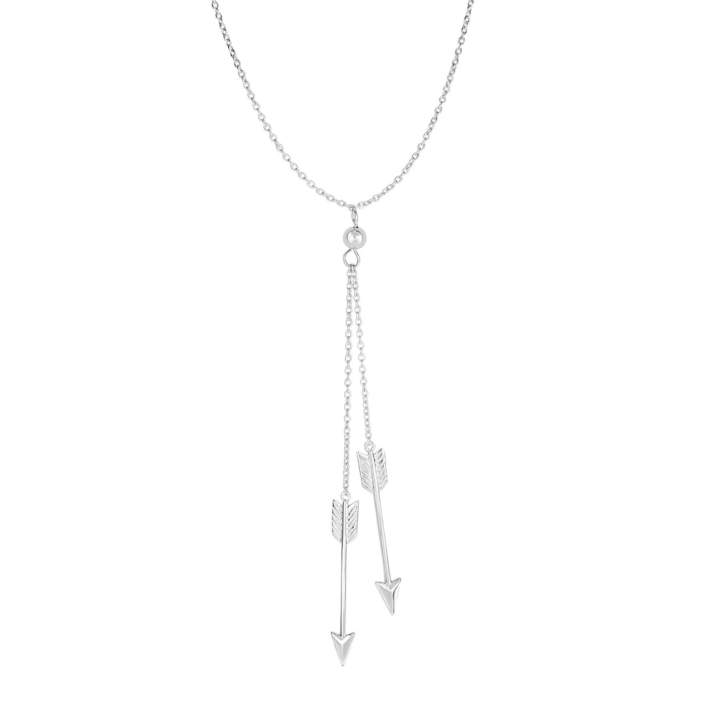 Sterling Silver Double Drop Arrow Necklace