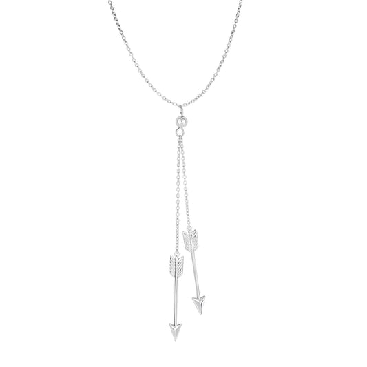 Sterling Silver Double Drop Arrow Necklace