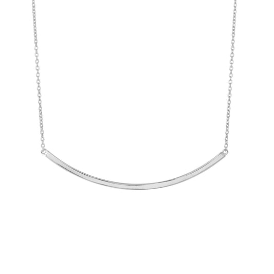 Sterling Silver Curved Thin Bar Necklace