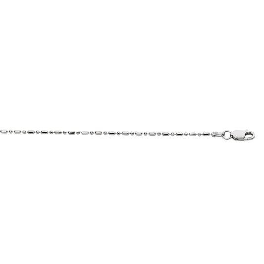 Sterling Silver Diamond Cut Bead Chain Necklace with Lobster Clasp