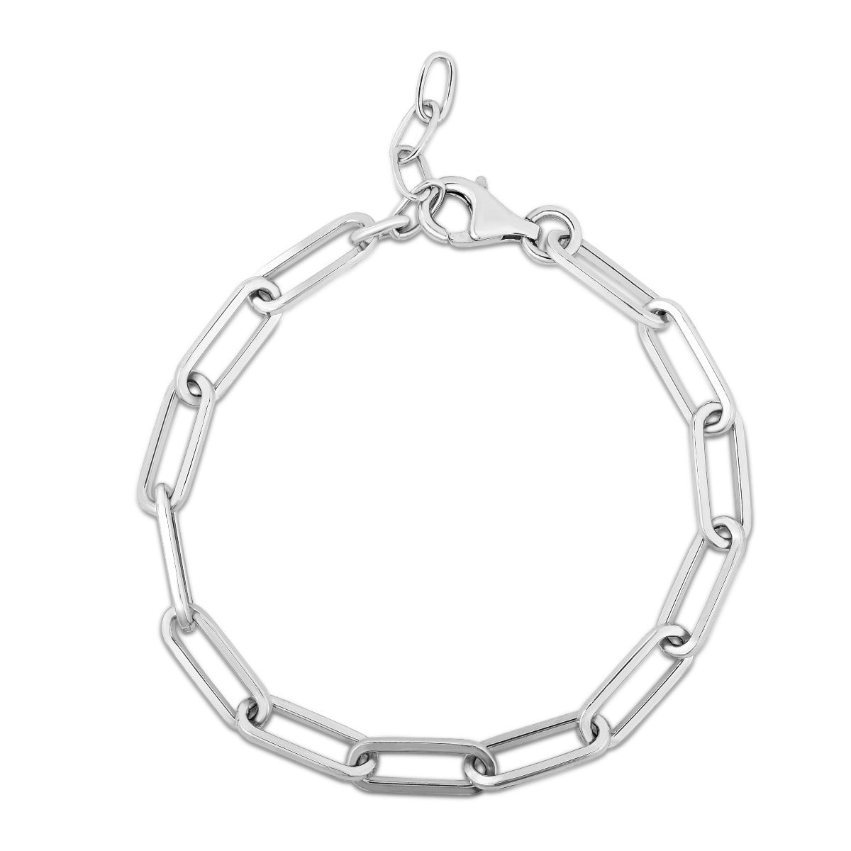 Sterling Silver Squared Paperclip Link Chain with Lobster Clasp