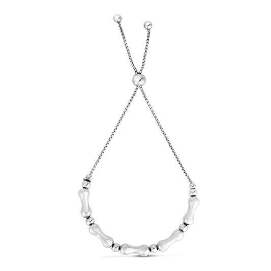 Sterling Silver Polished Friendship Link Bracelet with Drawstring Clasp