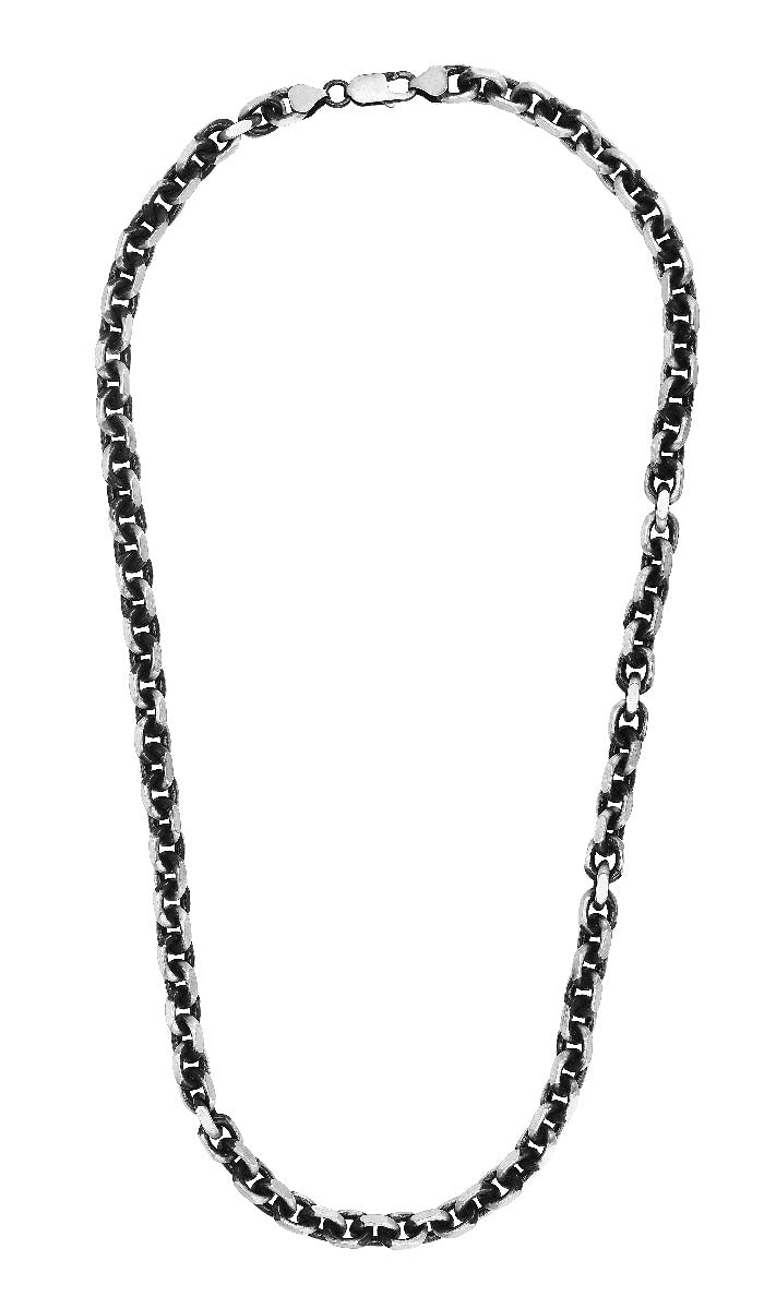 Sterling Silver Men's Gunmetal Anchor Chain with Lobster Clasp