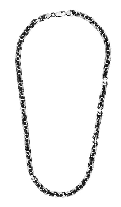 Sterling Silver Men's Gunmetal Anchor Chain with Lobster Clasp