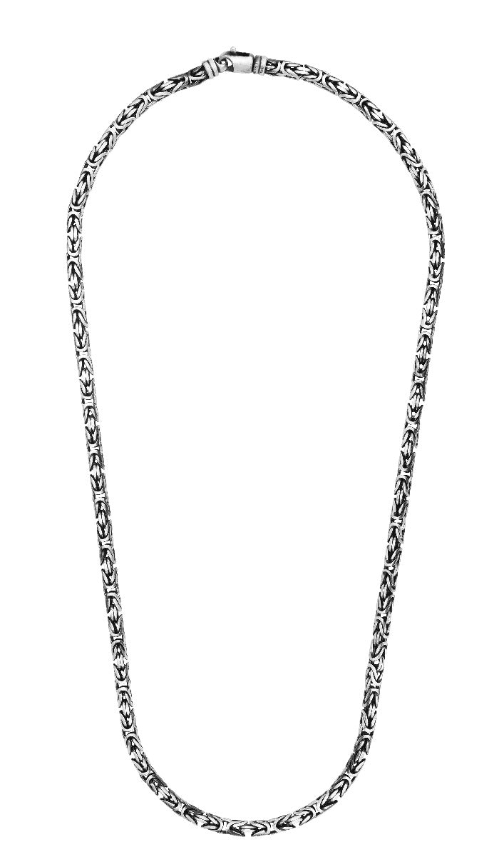 Sterling Silver Men's Gunmetal Finish Byzantine Chain with Lobster Clasp