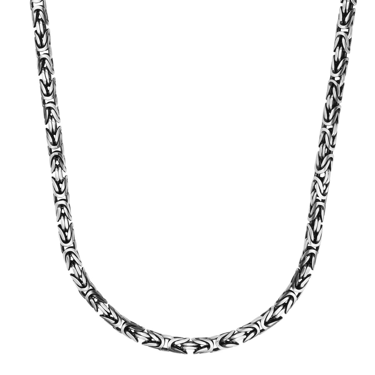 Sterling Silver Men's Gunmetal Finish Byzantine Chain with Lobster Clasp