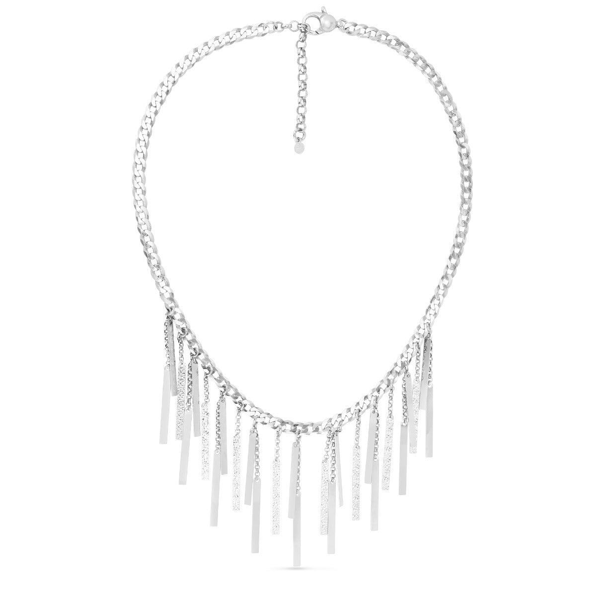 Sterling Silver Bar Fringe Choker Necklace with Lobster Clasp