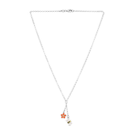 Sterling Silver Enamel Flower Necklace with Lobster Clasp