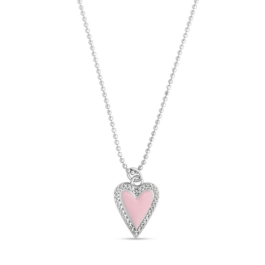 Sterling Silver Long Heart Charm Necklace with Lobster Clasp