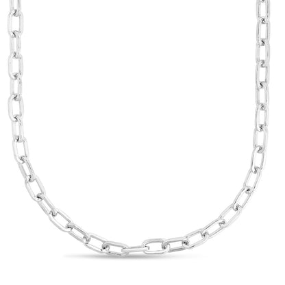 Sterling Silver Squared Paperclip Chain with Lobster Clasp