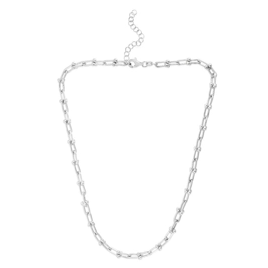 Sterling Silver Polished Jax Link Chain Necklace with Lobster Clasp