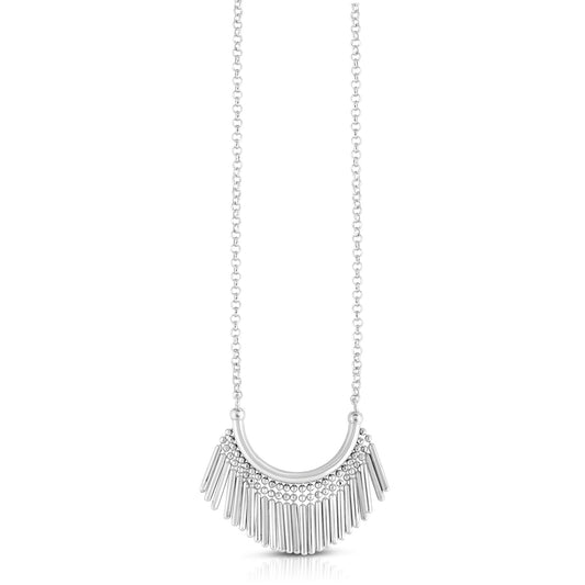 Sterling Silver Bead & Bar Fringe Necklace