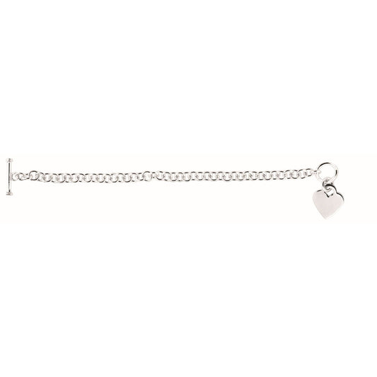 Sterling Silver Heart Toggle Bracelet