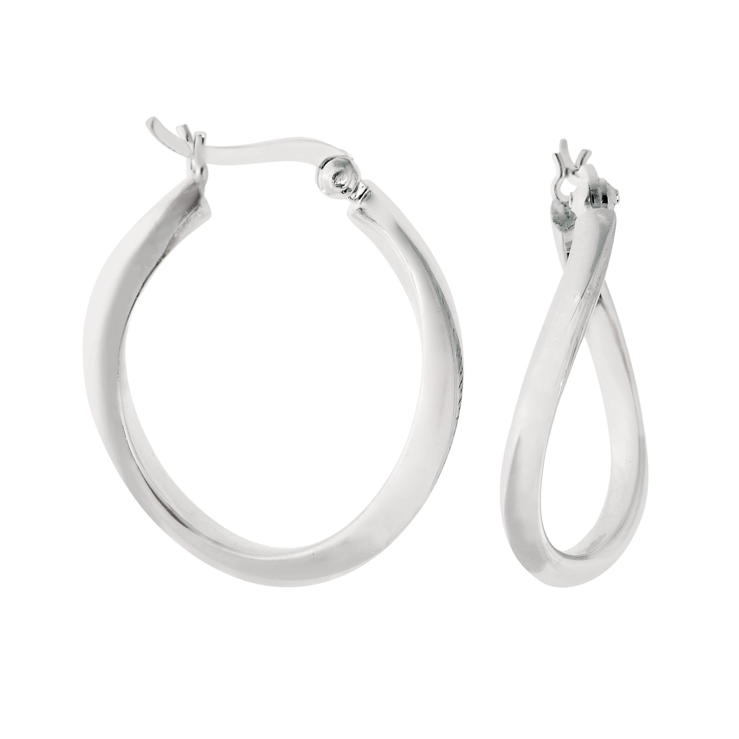 Sterling Silver Wavy Polished Hoop Earring