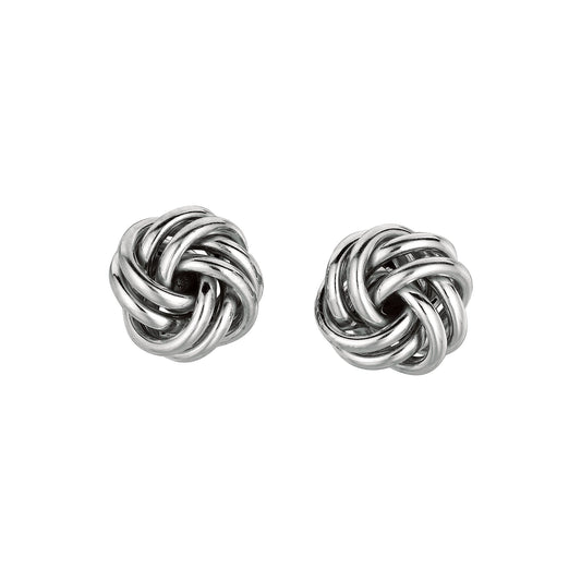 Sterling Silver Mini Double Row Polished Love Knot Earring