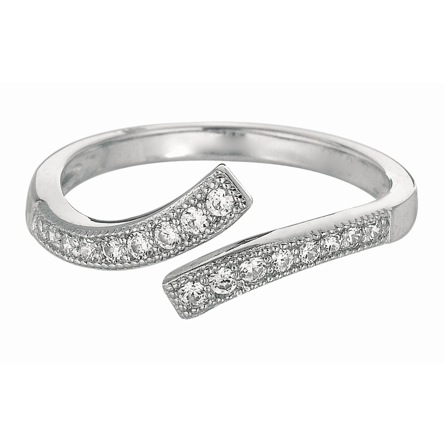 Sterling Silver Bypass Swirl CZ Toe Ring