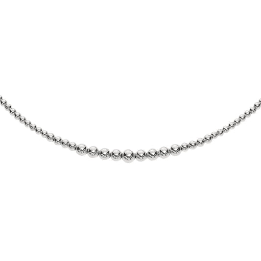 Sterling Silver Polished Graduated 5mm to 8mm Bead Necklace