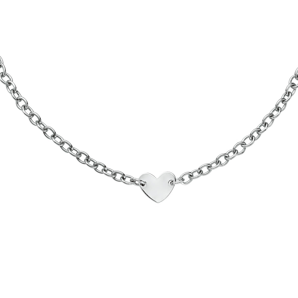 Sterling Silver Polished Heart Tag Necklace