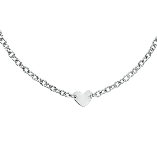 Sterling Silver Polished Heart Tag Necklace
