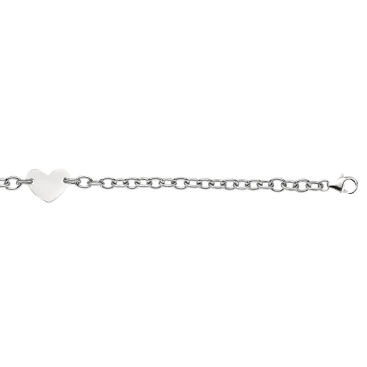 Sterling Silver Polished Heart Tag Bracelet