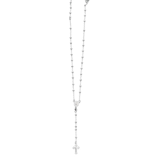 Sterling Silver Diamond Cut Mini Bead Rosary Necklace