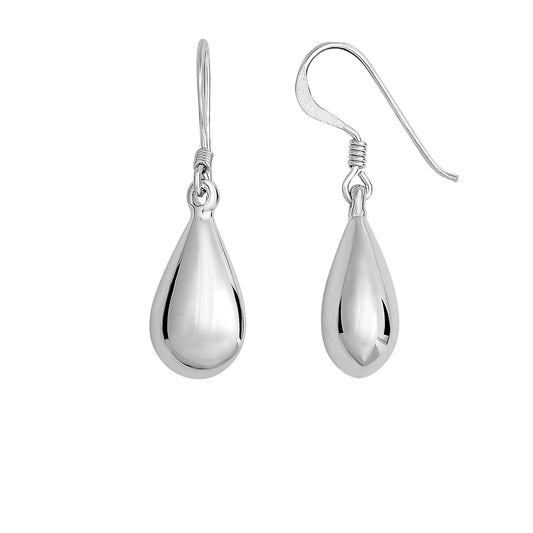 Sterling Silver Mini Puff Teardrop Dangle Earring