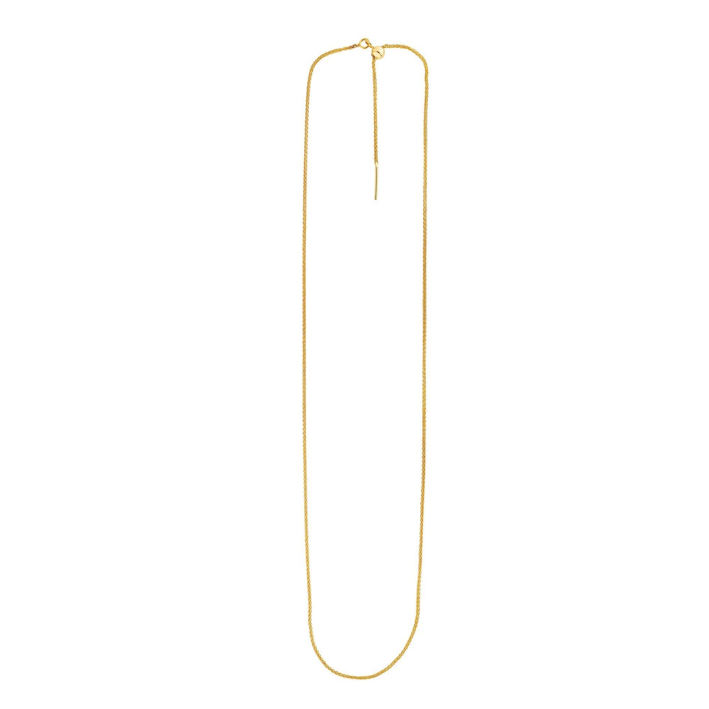 14K Gold Endless Adjustable Round Wheat Chain with Endless Lock