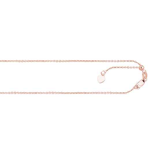 Gold Adjustable Diamond Cut Cable Chain Necklace with Lobster Lock