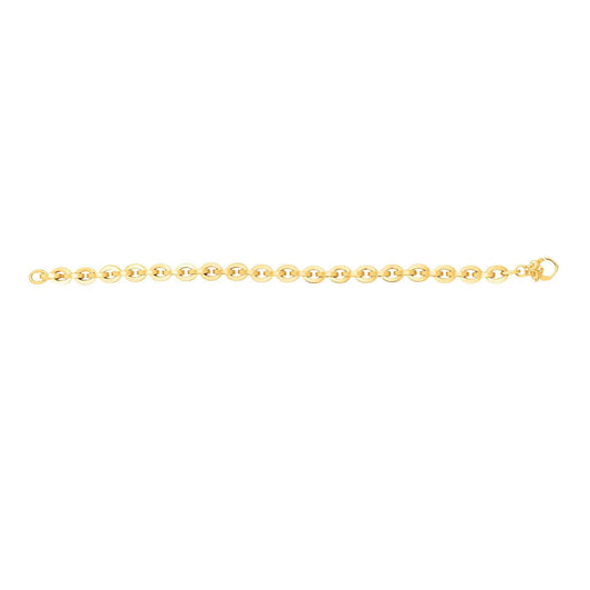 14K Gold Polished Oval Heritage Link Bracelet