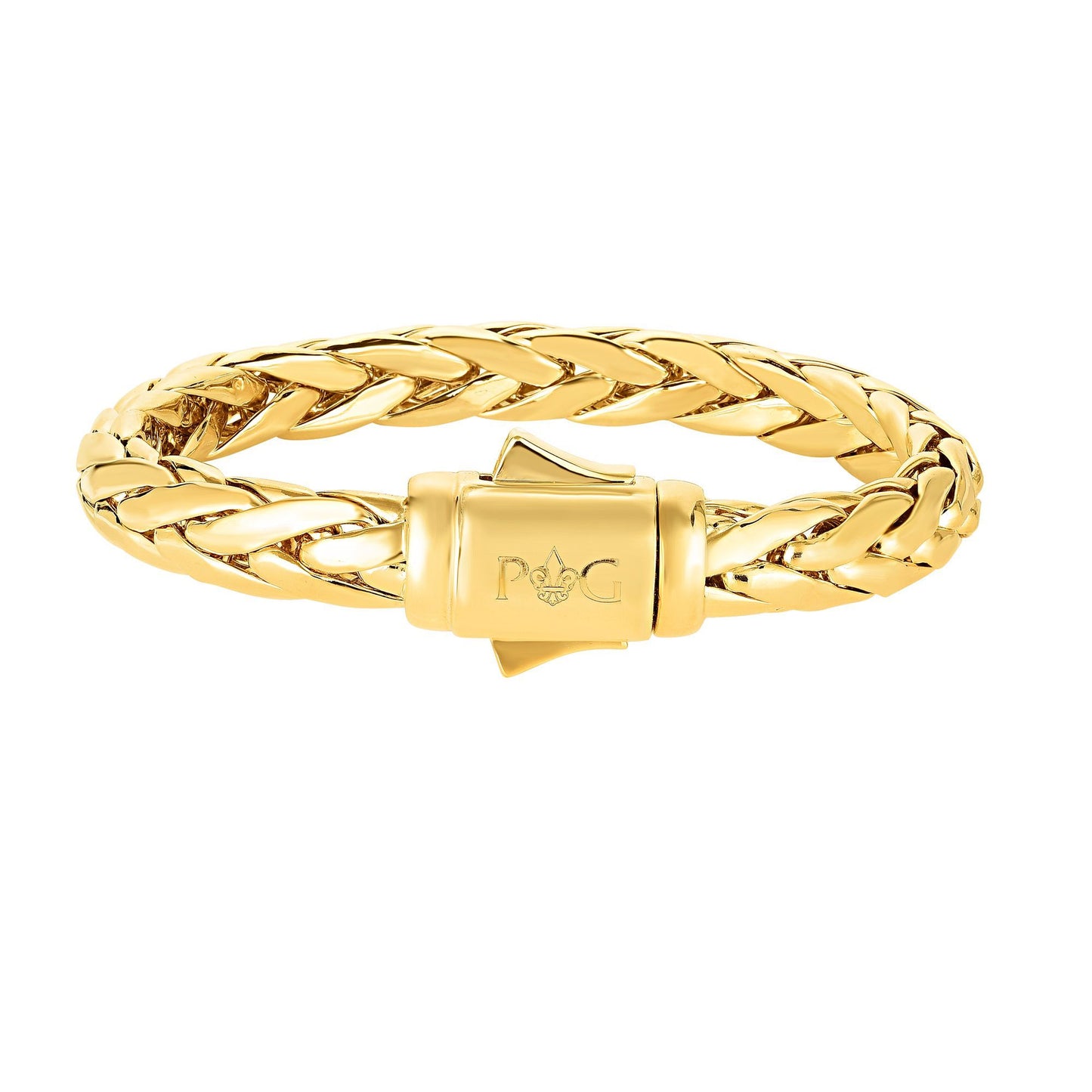 14K Gold Heritage Yellow Finish Dome Woven Bracelet with Box Clasp