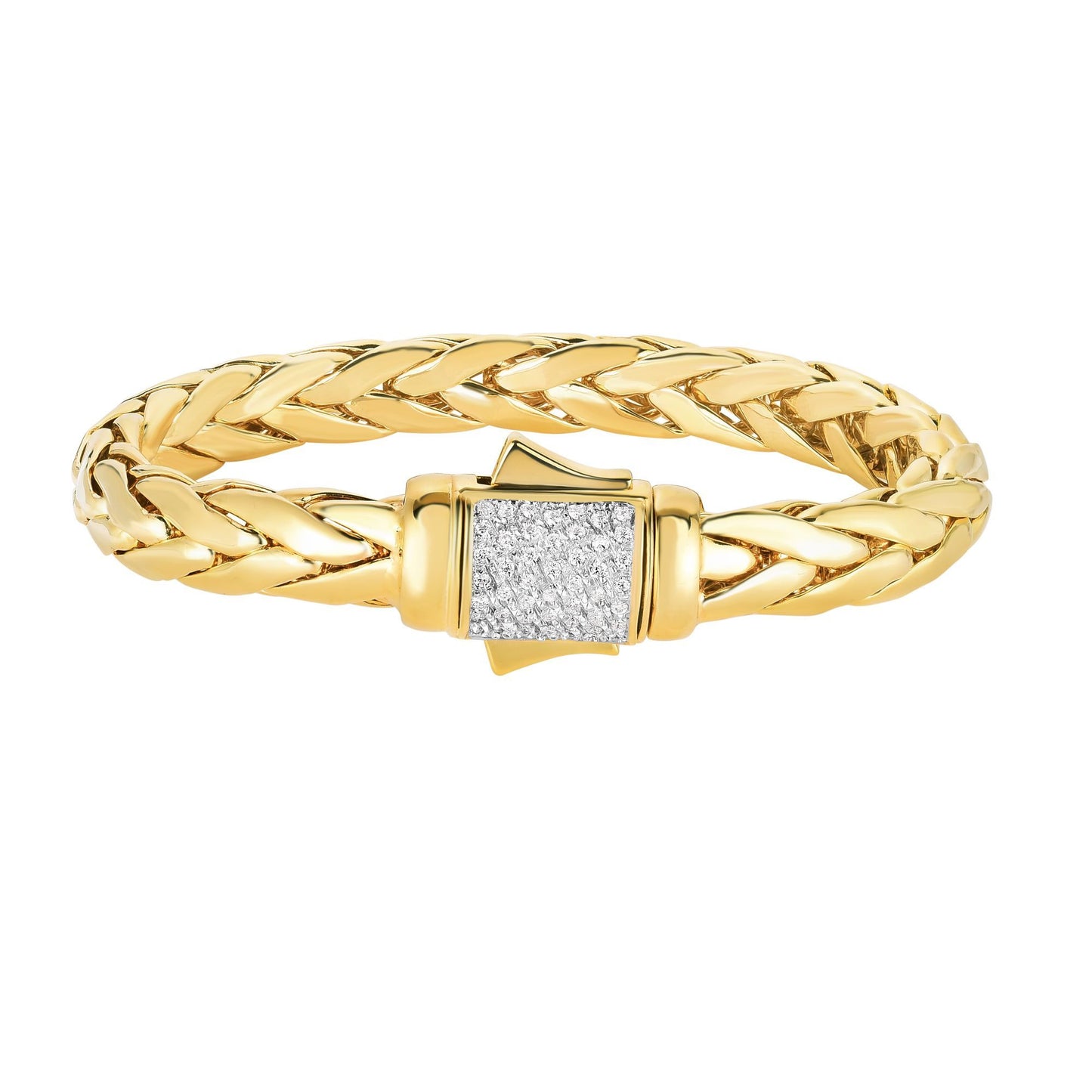 14K Gold and Diamonds Heritage Dome Woven Bracelet with Box Clasp