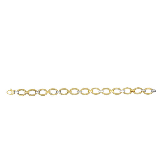 14K Gold Twisted Oval Link Bracelet with Lobster Clasp