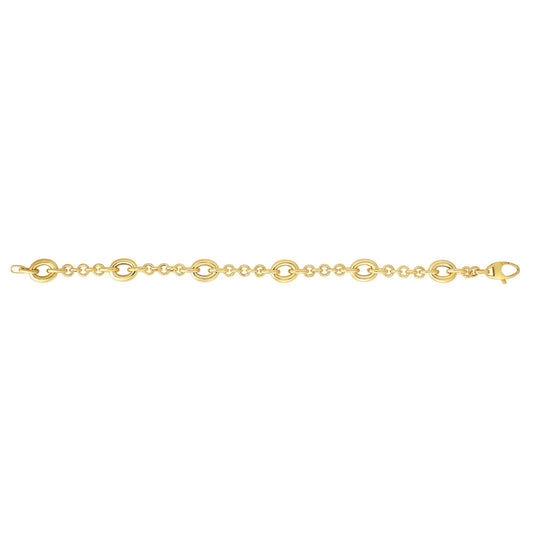 14K Gold Oval Station Heritage Link Bracelet