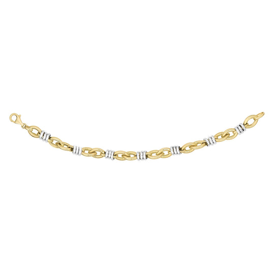 14K Two-tone Gold Triple Bar Station Heritage Link