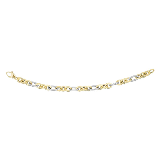 14K Two-tone Gold Alternating Three Plus One Heritage Link Bracelet