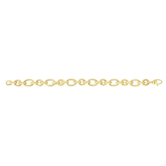 14K Gold Three Round & One Oval Heritage Link Bracelet