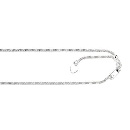 Sterling Silver Adjustable Popcorn Chain Necklace with Lobster Clasp