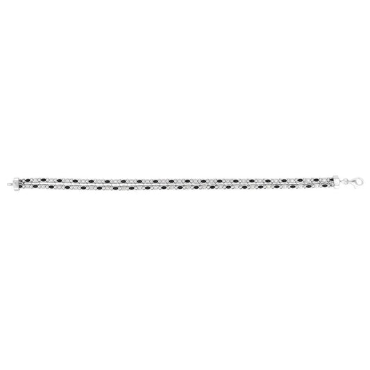 Sterling Silver Multi Row Black & White CZ Bracelet