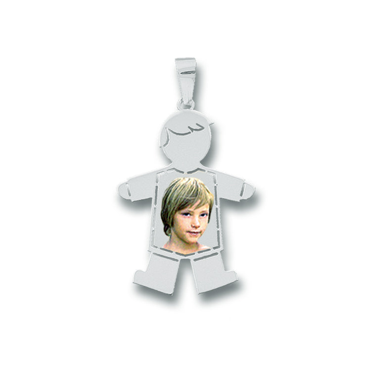 Baby Boy Picture Pendant with Shirt Cut-Out - Personalized Custom Jewelry with Your Pictures | Sterling Silver