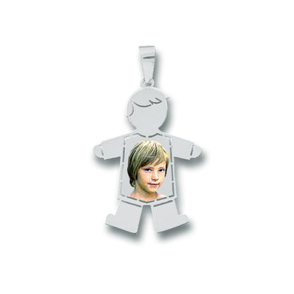 Baby Boy Picture Pendant with Shirt Cut-Out - Personalized Custom Jewelry with Your Pictures | Sterling Silver