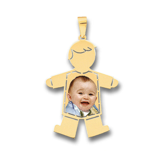 14K Gold Baby Boy Picture Pendant with Shirt Cut-Out - Personalized Custom Jewelry with Your Pictures