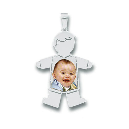 Baby Boy Picture Pendant with Shirt Cut-Out - Personalized Custom Jewelry with Your Pictures | Sterling Silver