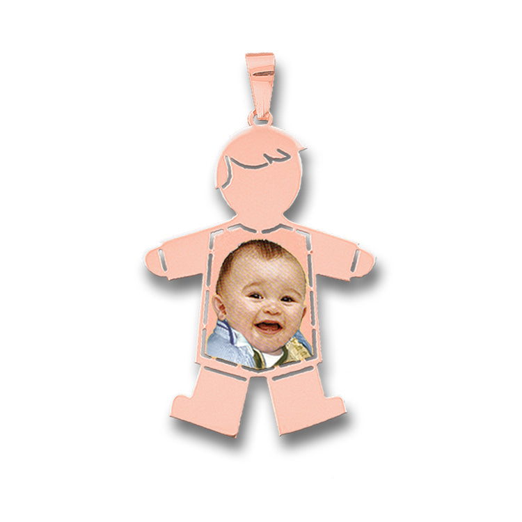 Baby Boy Picture Pendant with Shirt Cut-Out - Personalized Custom Jewelry with Your Pictures | Sterling Silver