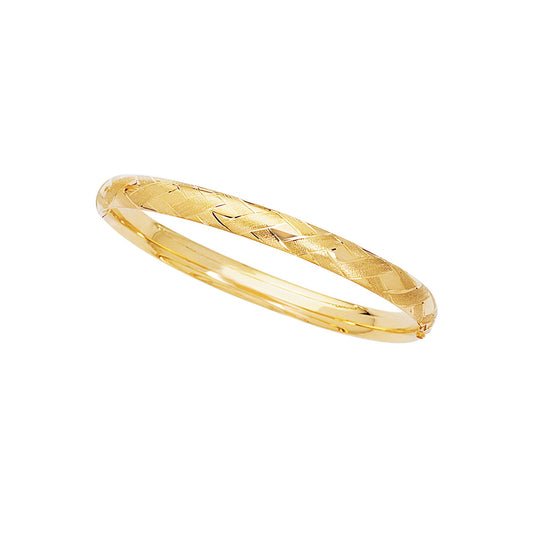 14K Yellow Gold X Pattern Bangle