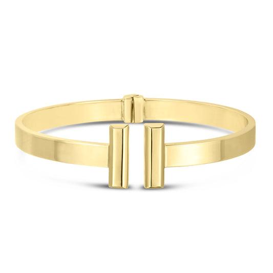 14K Yellow Gold Polished Bar Cuff Bangle