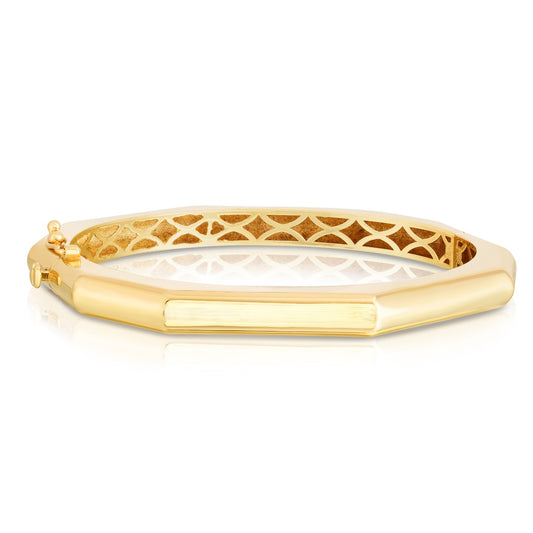 14K Yellow Gold Polished Geometric Bangle with Box Clasp