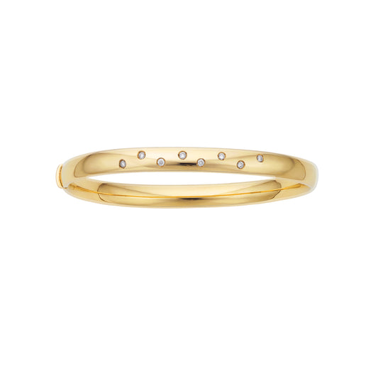 14K Yellow Gold Polished 0.20ct Diamond Scatter Bangle