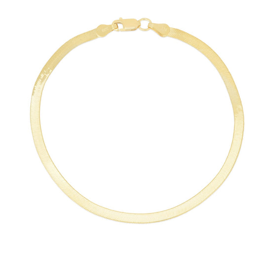 14K Yellow Gold 1.5mm Polished Beveled Herringbone Bracelet