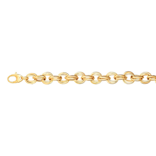 14K Gold Polished Round Double Link Bracelet